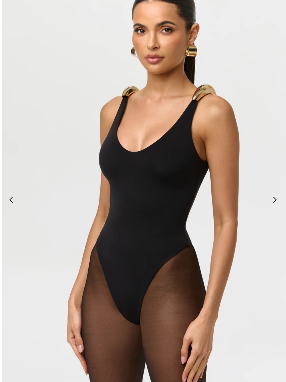 Naked Wardrobe Gold Shoulder Tank Bodysuit